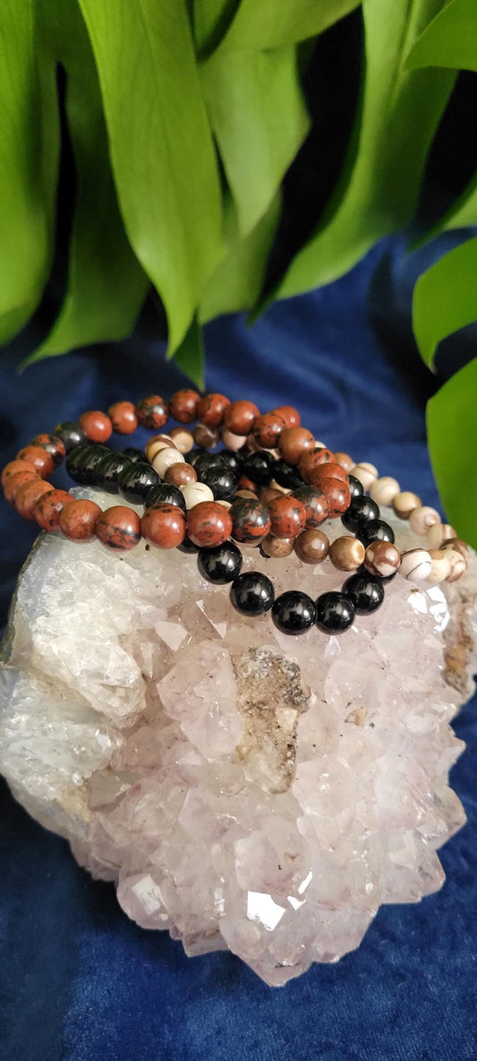 Set of (3) Grounding Gift Set | 6mm & 8mm Crystal Beaded Bracelets | Gift Ideas | Crystal Jewelry | Growth Strength Grounding | Accessories