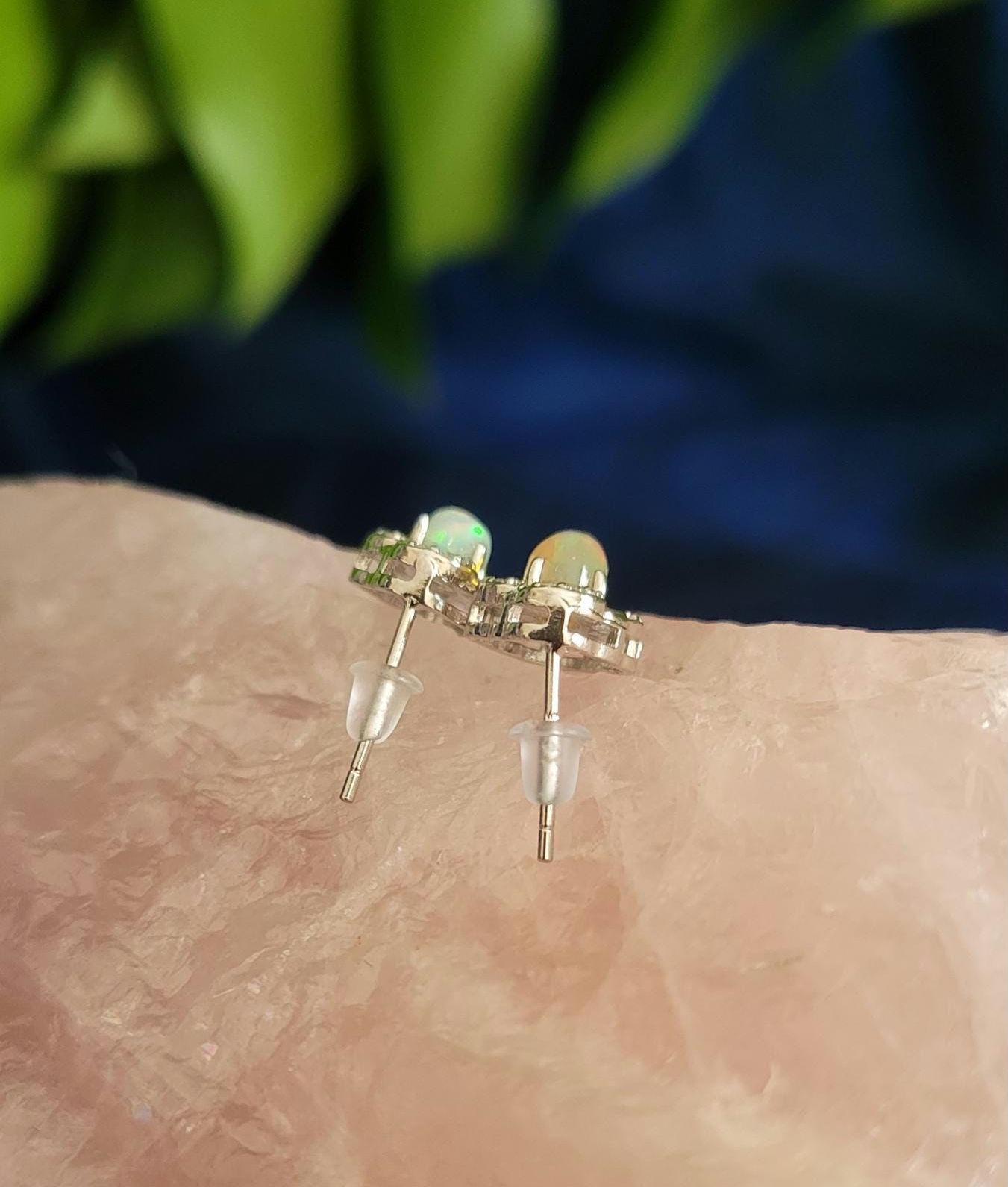 Sterling Silver Fashionable Ethiopian Opal & CZ Earrings | Crystal Jewelry and Accessories | Birthday Christmas Love You Gift for her | S925