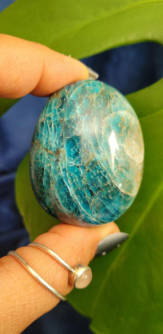 Apatite Palm Stones, Large | Your Pick | Meditation | Birthday Christmas Gift Ideas for you | Electric Blue | Third Eye Chakra