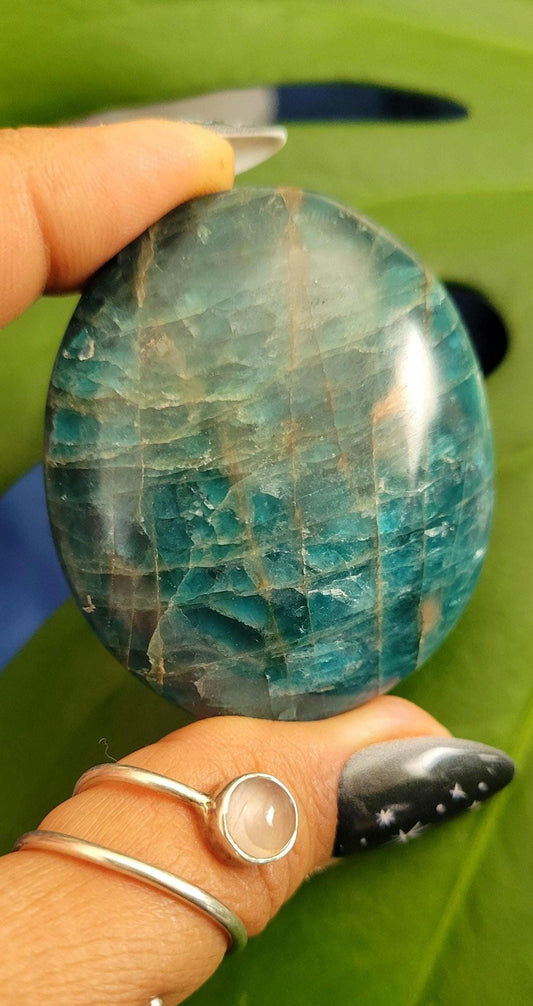 Apatite Palm Stones, Large | Your Pick | Meditation | Birthday Christmas Gift Ideas for you | Electric Blue | Third Eye Chakra