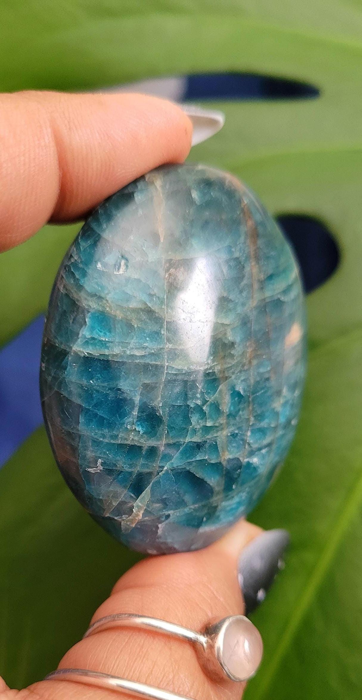 Apatite Palm Stones, Large | Your Pick | Meditation | Birthday Christmas Gift Ideas for you | Electric Blue | Third Eye Chakra