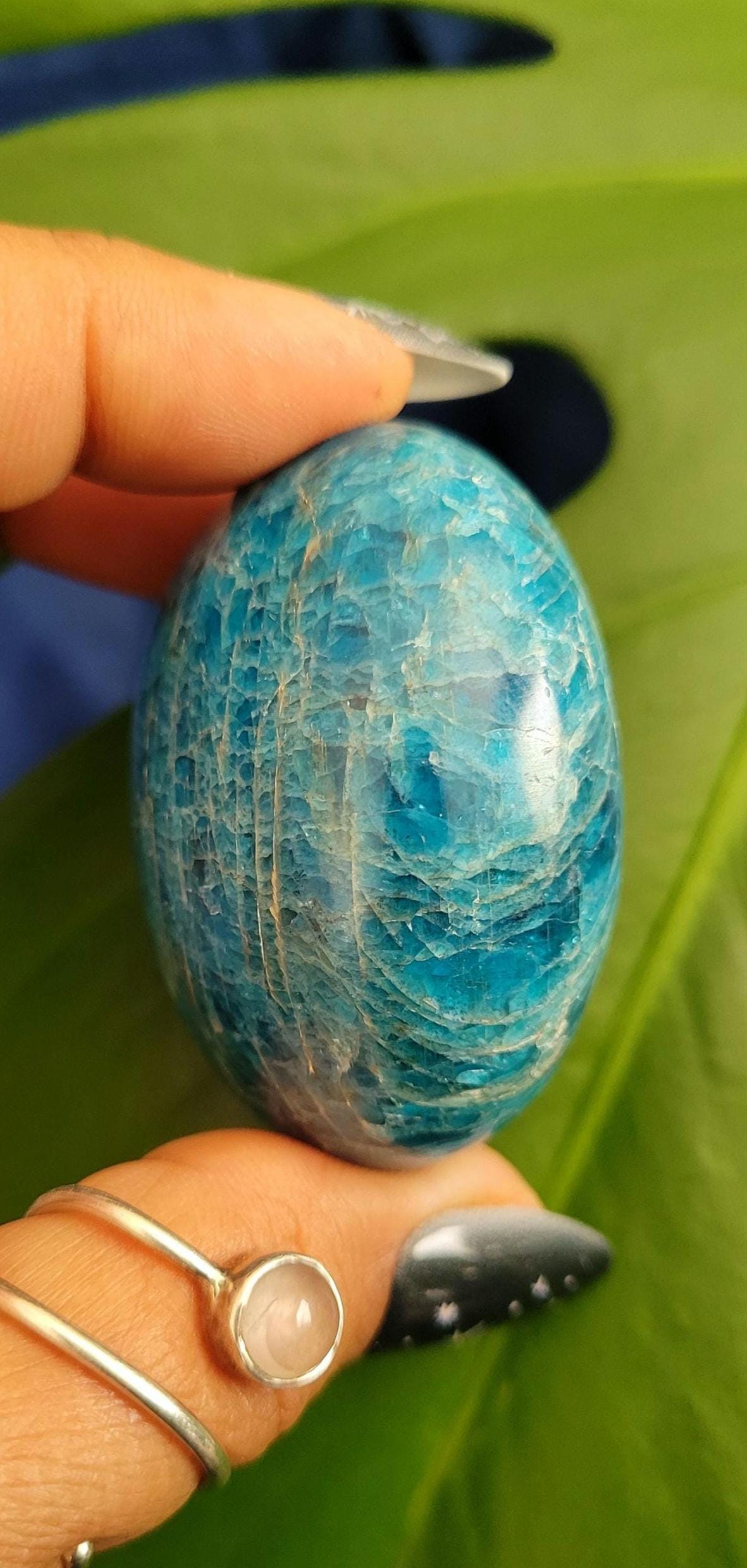 Apatite Palm Stones, Large | Your Pick | Meditation | Birthday Christmas Gift Ideas for you | Electric Blue | Third Eye Chakra