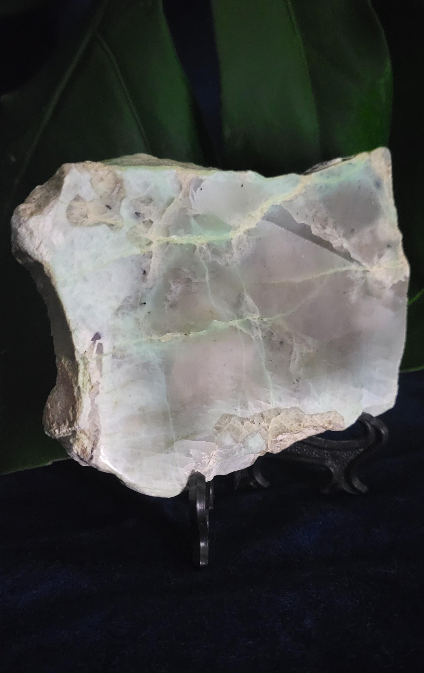 Green Moonstone - Garnierite | Double Sided Polished Slab | Crystal Collector | Home Decor | Birthday Christmas Gift | Green Gray White