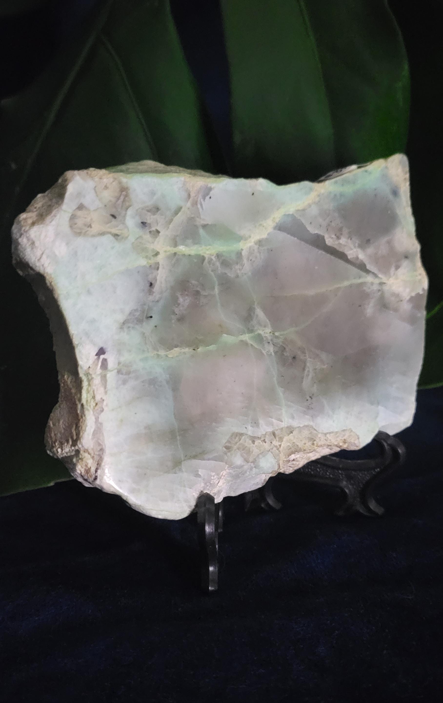 Green Moonstone - Garnierite | Double Sided Polished Slab | Crystal Collector | Home Decor | Birthday Christmas Gift | Green Gray White