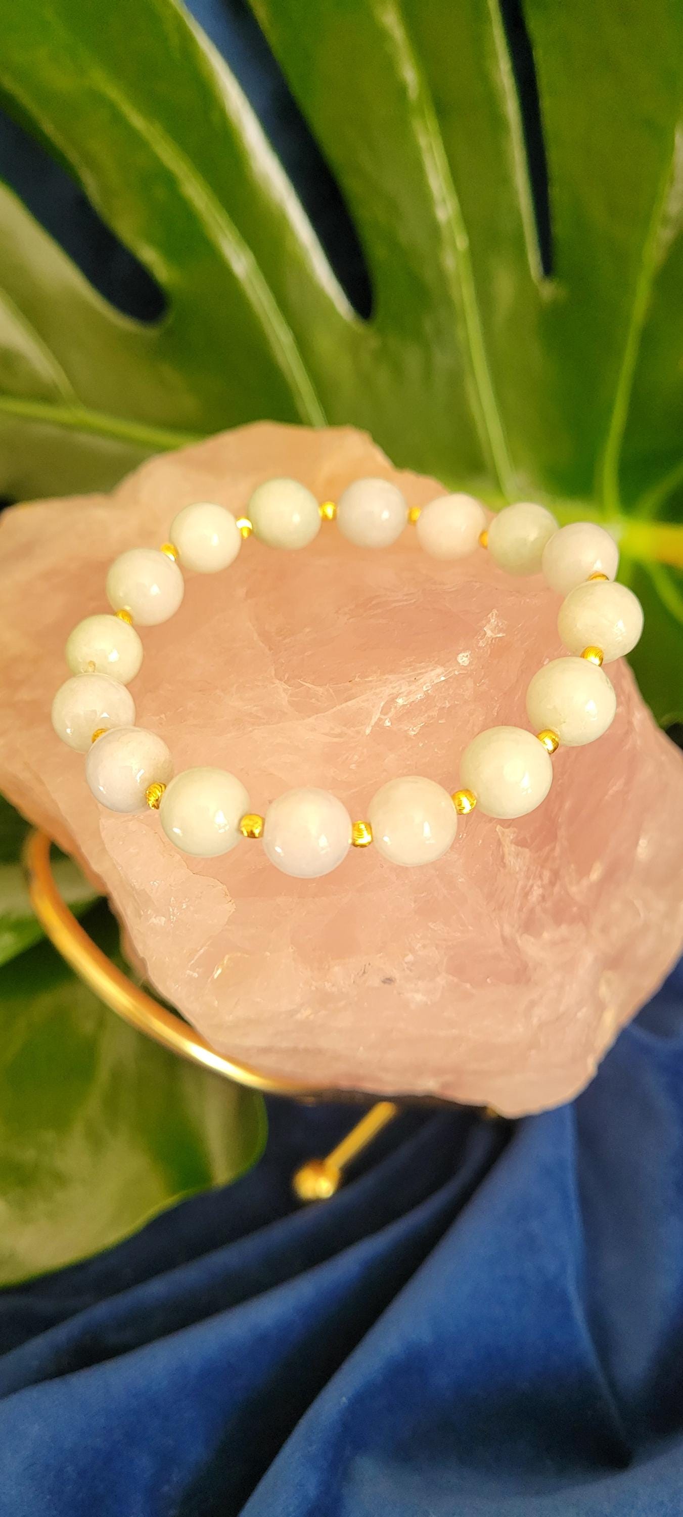 Manifest Peace & Prosperity | 10mm Jadeite Bracelet | Authentic Jade | Gifts for her and him|Handmade Dainty Minimalist Jewelry | Soft Green