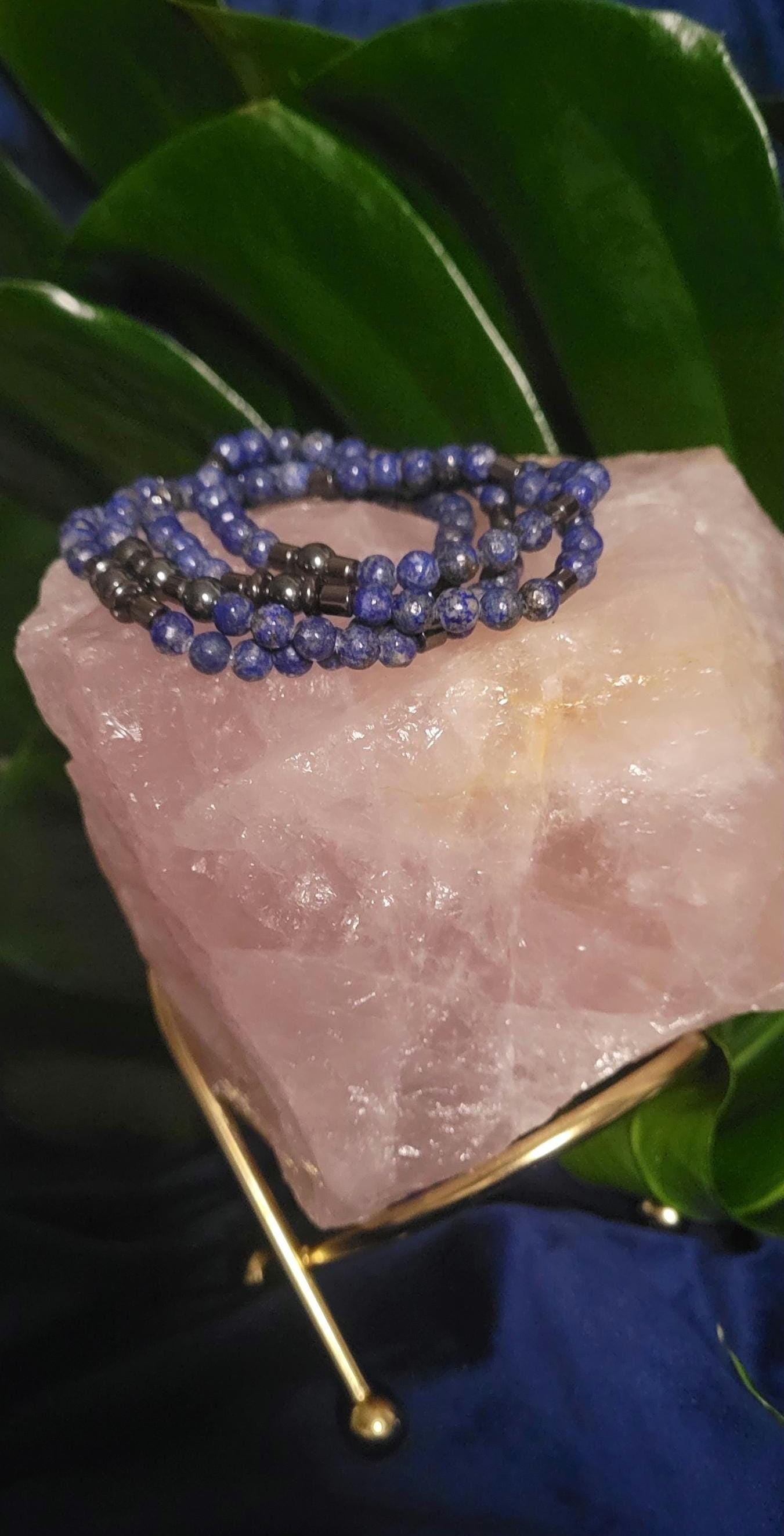 Manifest Confidence & Clarity | 6mm Lapis Lazuli One-of-a-kind Crystal Bracelet | Gifts for him and her | Handmade Dainty Jewelry | Blue