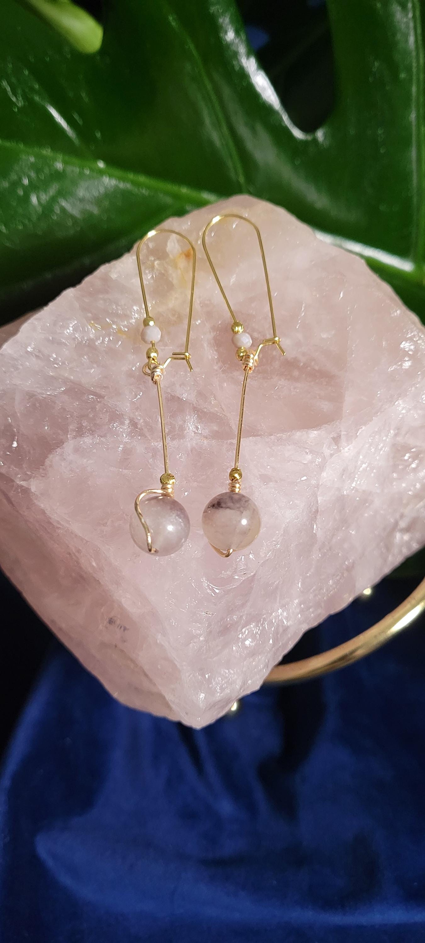 Handmade Dainty Drop Down Earrings | 10mm Crystal Bead | Jewerly & Accessories | Birthday or Valentines Day Love Gift | Unique | The Rachel