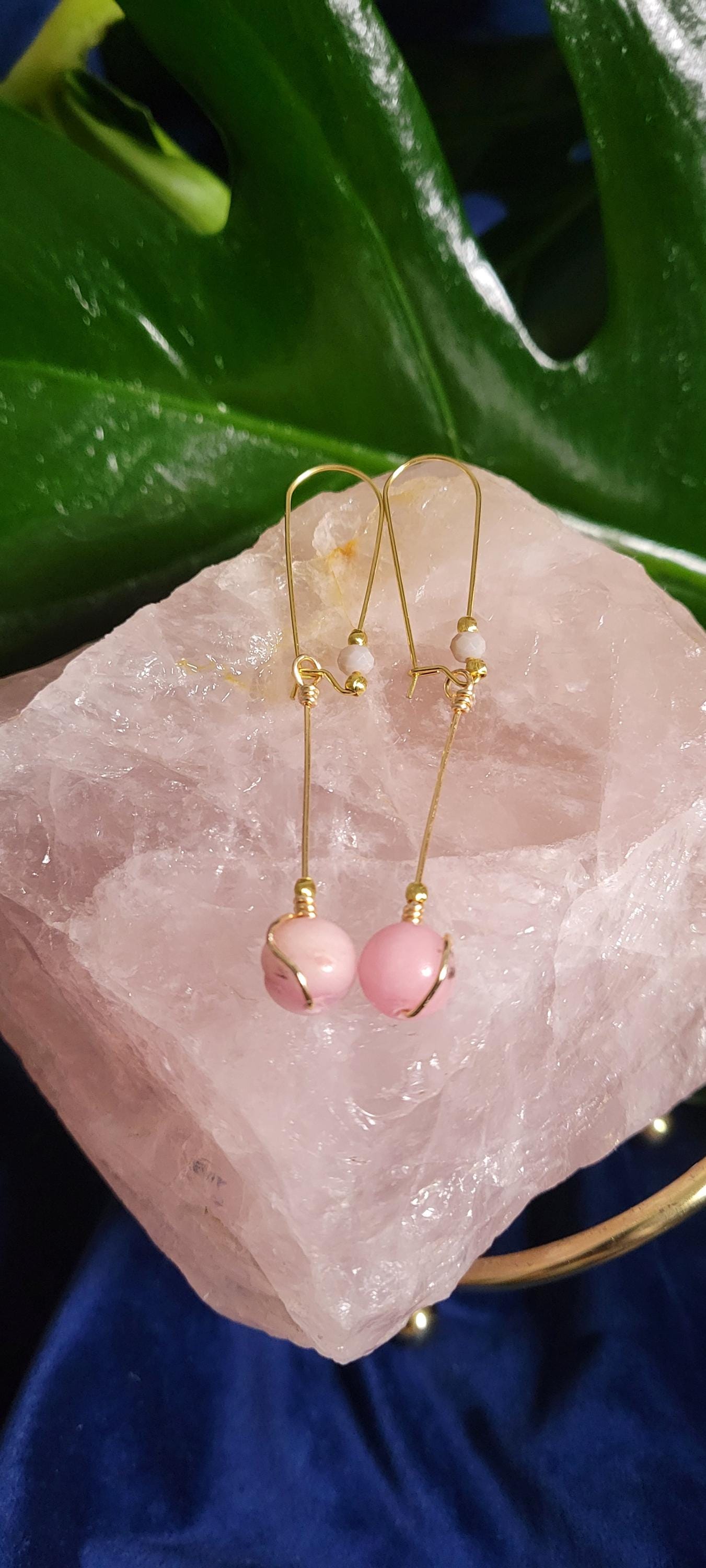 Handmade Dainty Drop Down Earrings | 10mm Crystal Bead | Jewerly & Accessories | Birthday or Valentines Day Love Gift | Unique | The Rachel