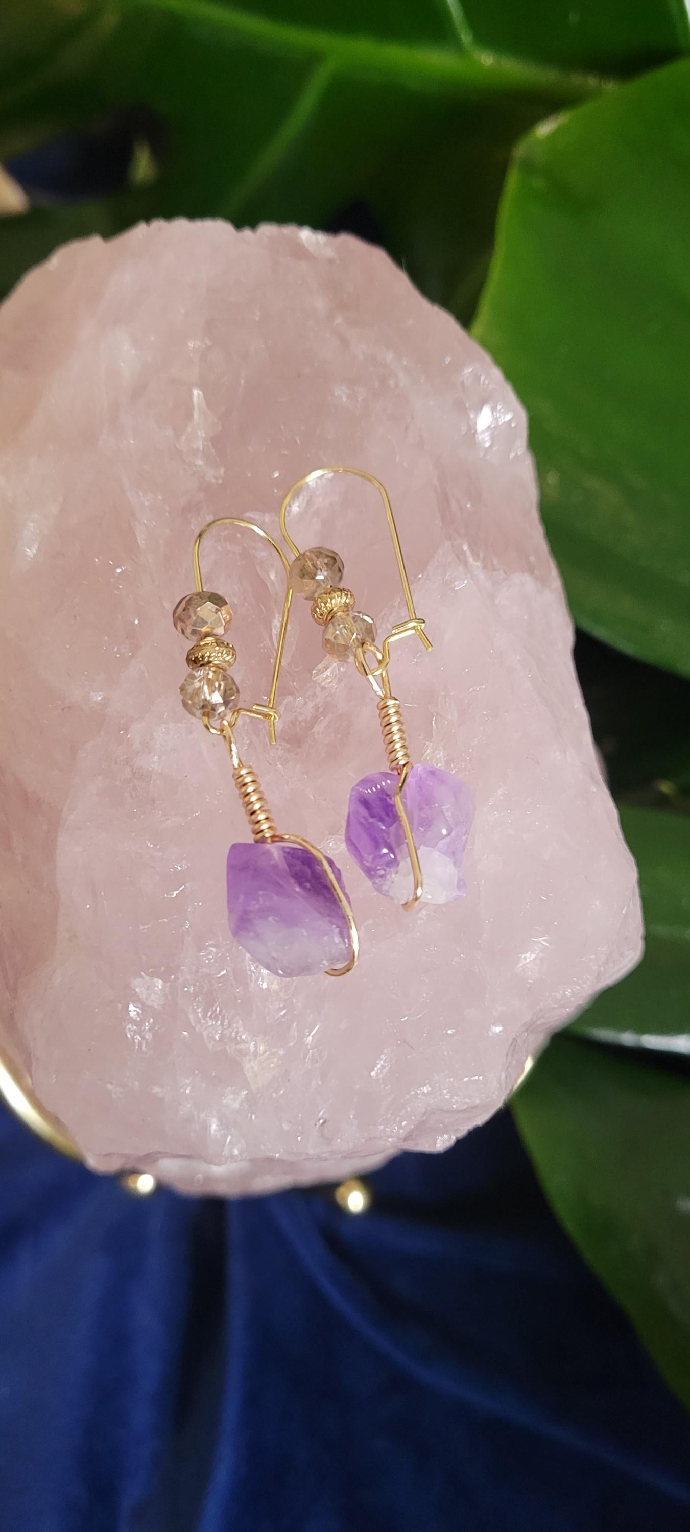 Handmade Dainty Drop Down Earrings 13mm | Unique Crystal Jewelry & Accessories | Her Birthday or Valentines Day Love Gift | The Jerri | Purp