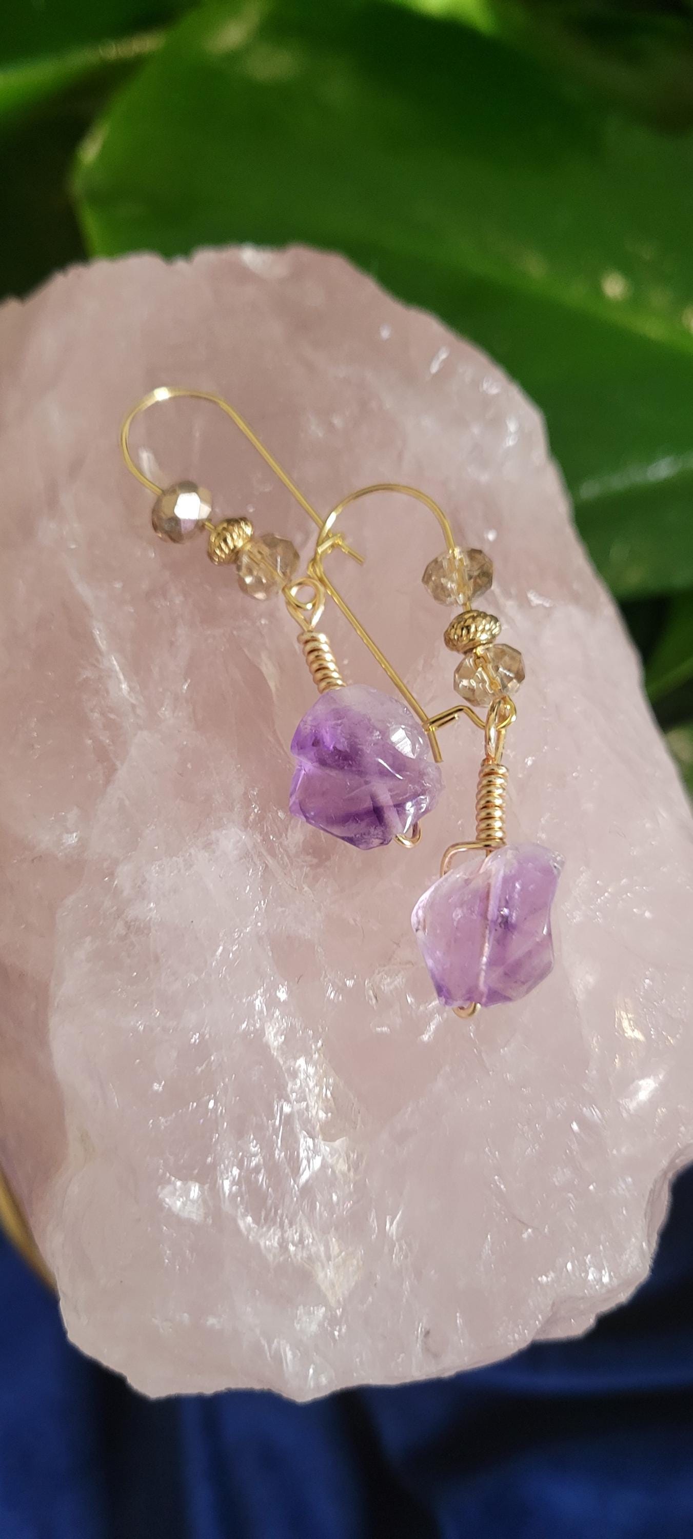 Handmade Dainty Drop Down Earrings 13mm | Unique Crystal Jewelry & Accessories | Her Birthday or Valentines Day Love Gift | The Jerri | Purp
