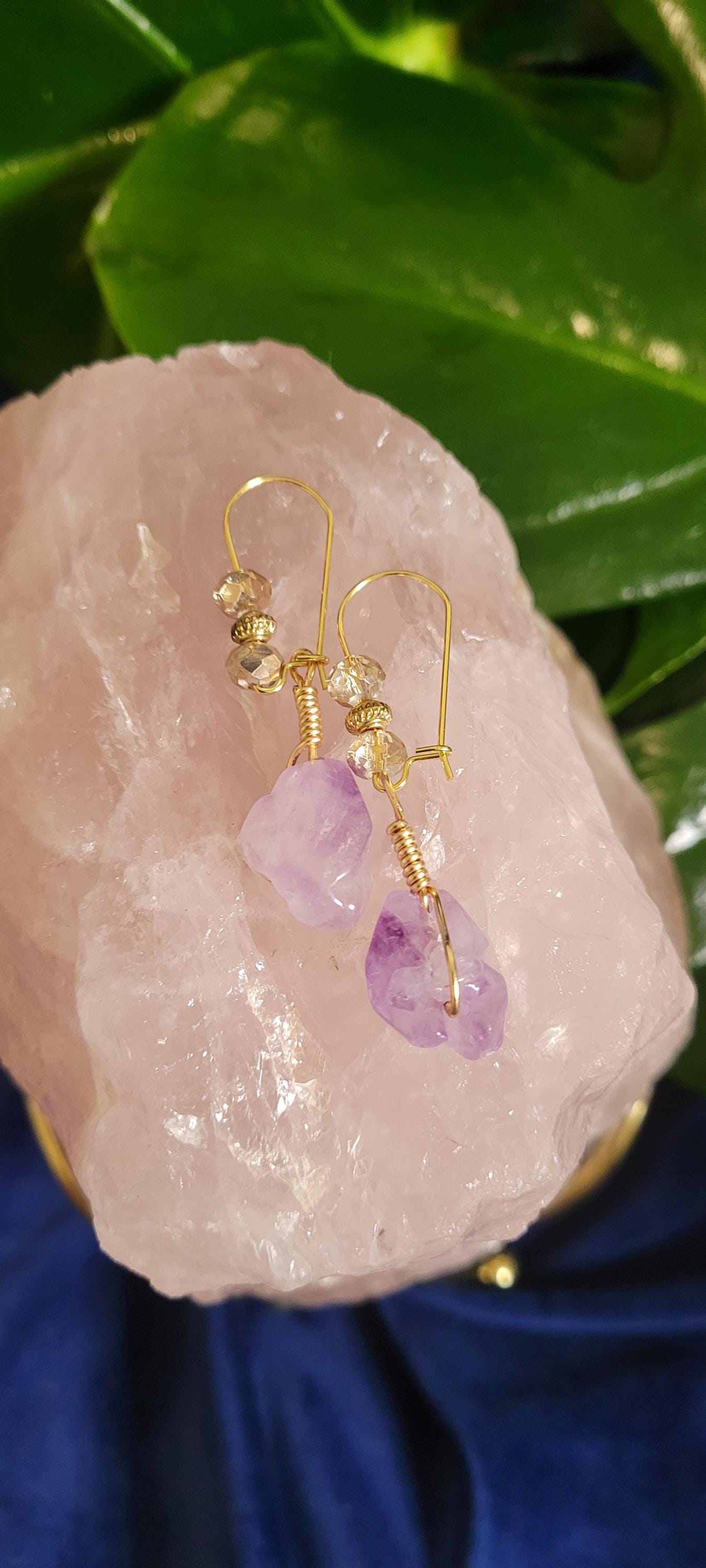Handmade Dainty Drop Down Earrings 13mm | Unique Crystal Jewelry & Accessories | Her Birthday or Valentines Day Love Gift | The Jerri | Purp