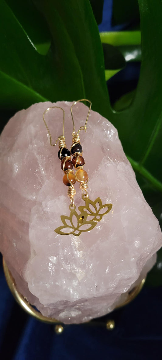 Handmade Dainty Drop Down Earrings | 6mm Crystal Beads & Lotus Flower | Unique Jewelry|Birthday or Valentines Day Love Gift | The Brandi Ann