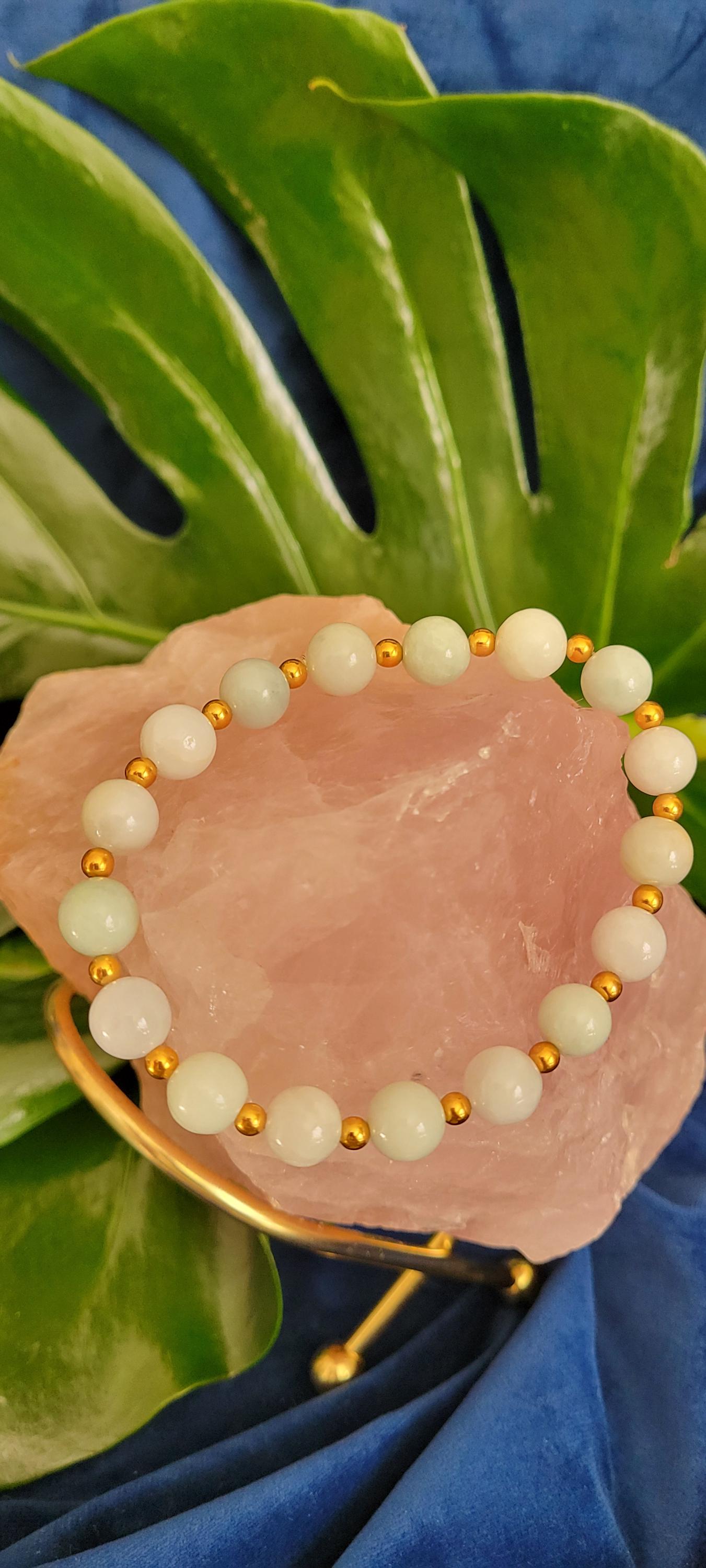 Manifest Peace & Prosperity | 10mm Jadeite Bracelet | Authentic Jade | Gifts for her and him|Handmade Dainty Minimalist Jewelry | Soft Green