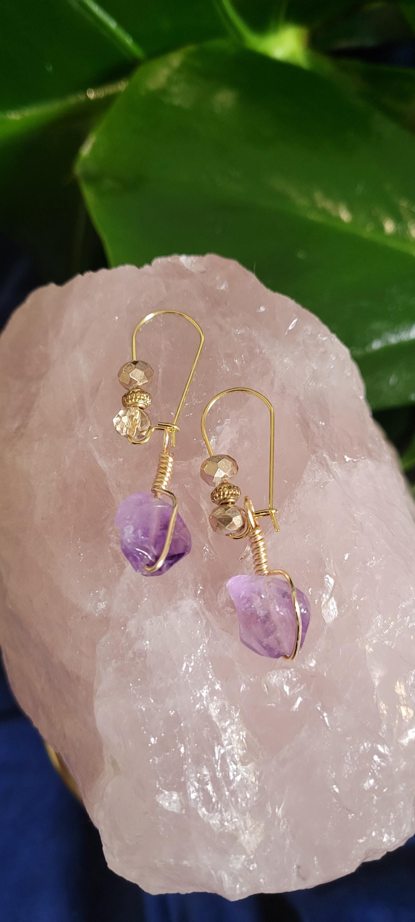Handmade Dainty Drop Down Earrings 13mm | Unique Crystal Jewelry & Accessories | Her Birthday or Valentines Day Love Gift | The Jerri | Purp