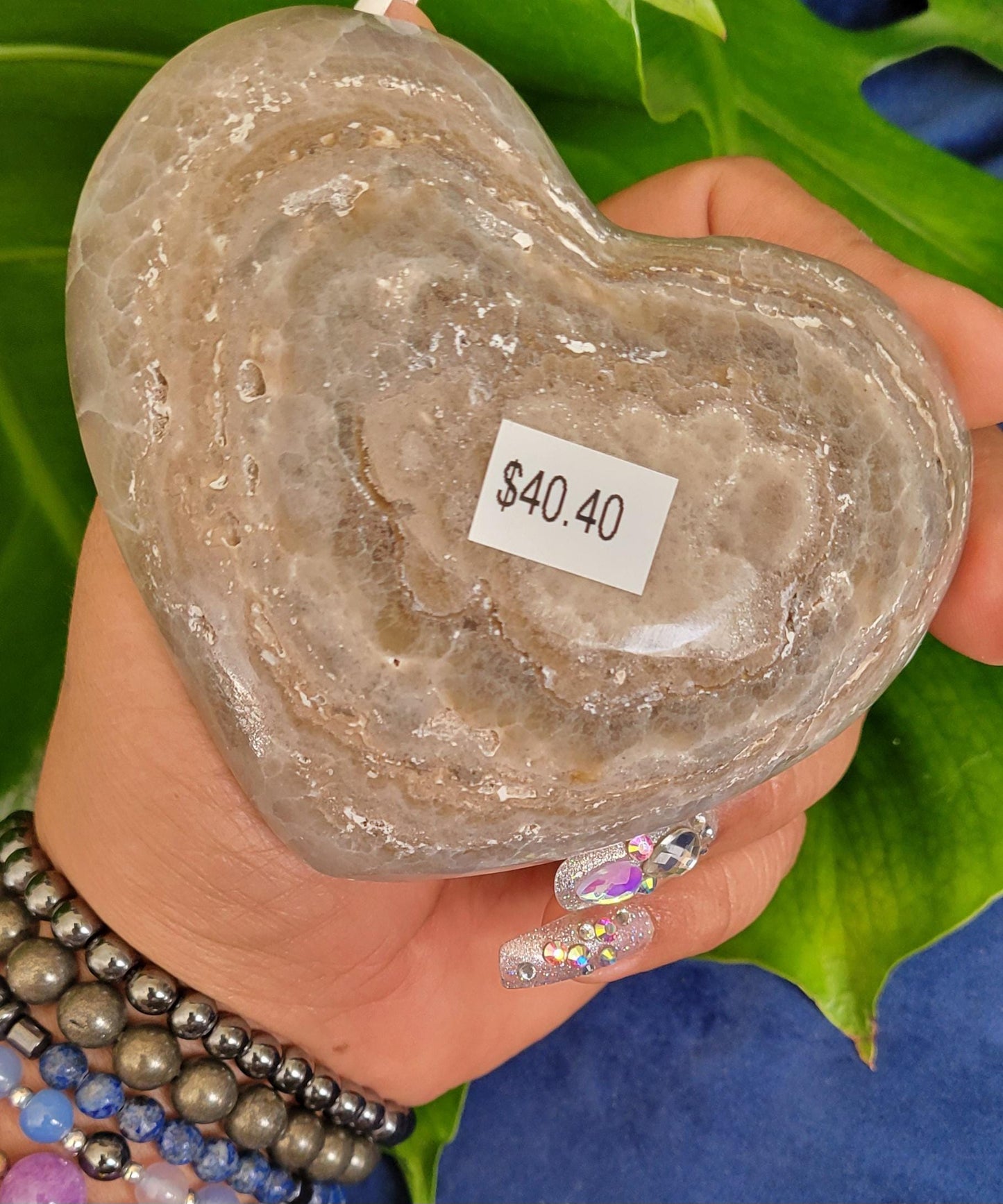 Stunning & Rare Heart Crystal Bowls | Collectors Home Decor | Gift Ideas | Grounding and Strength | Handcarved Gray Zebra Onyx from Mexico