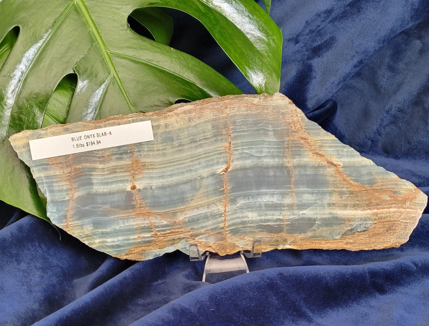 Gorgeous Uncommon Blue Onyx Slab with Stand | Crystal Collector | Home Decor | Gift Ideas | Grounding & Strength | Root Chakra | From Mexico