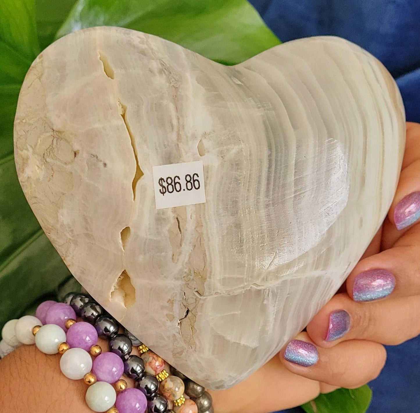 Stunning Uncommon Crystal Heart Shaped Bowls | Collectors Home Decor | Gift Ideas | Grounding & Strength | Handcarved Gray Zebra Onyx Mexico