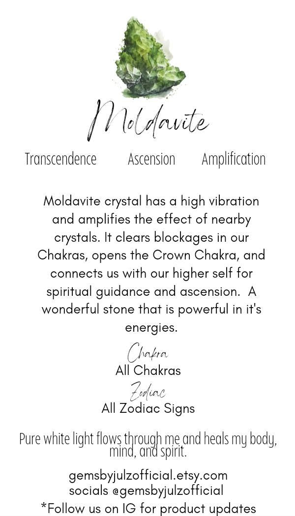 Authentic Moldavite Crystal Pendant with 18" Chain | Sterling Silver S925|Birthday Valentines Day Love You Gift |Green & Silver| All Chakras