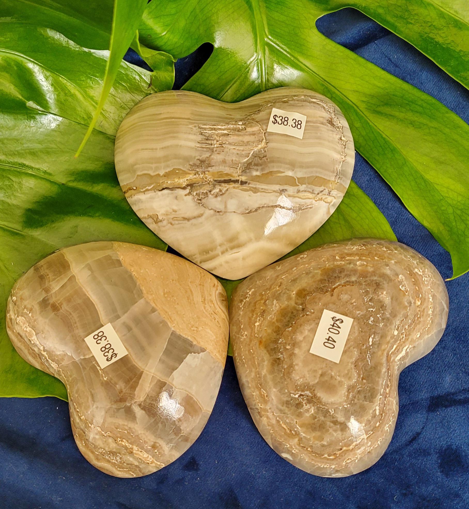 Stunning & Rare Heart Crystal Bowls | Collectors Home Decor | Gift Ideas | Grounding and Strength | Handcarved Gray Zebra Onyx from Mexico