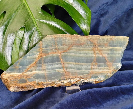 Gorgeous Uncommon Blue Onyx Slab with Stand | Crystal Collector | Home Decor | Gift Ideas | Grounding & Strength | Root Chakra | From Mexico