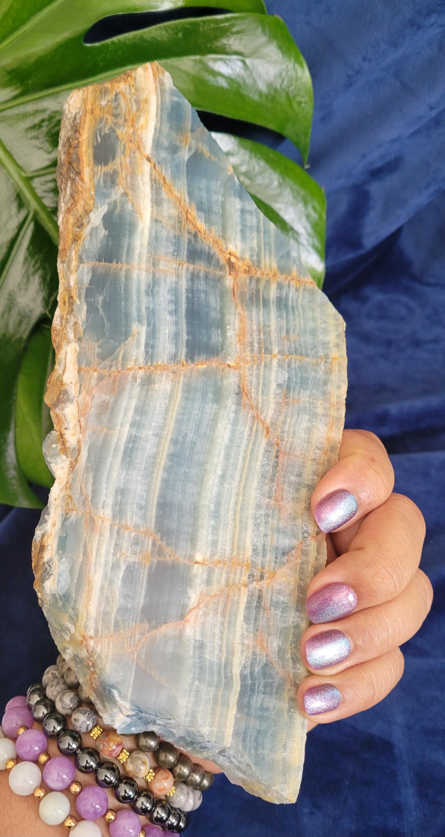 Gorgeous Uncommon Blue Onyx Slab with Stand | Crystal Collector | Home Decor | Gift Ideas | Grounding & Strength | Root Chakra | From Mexico