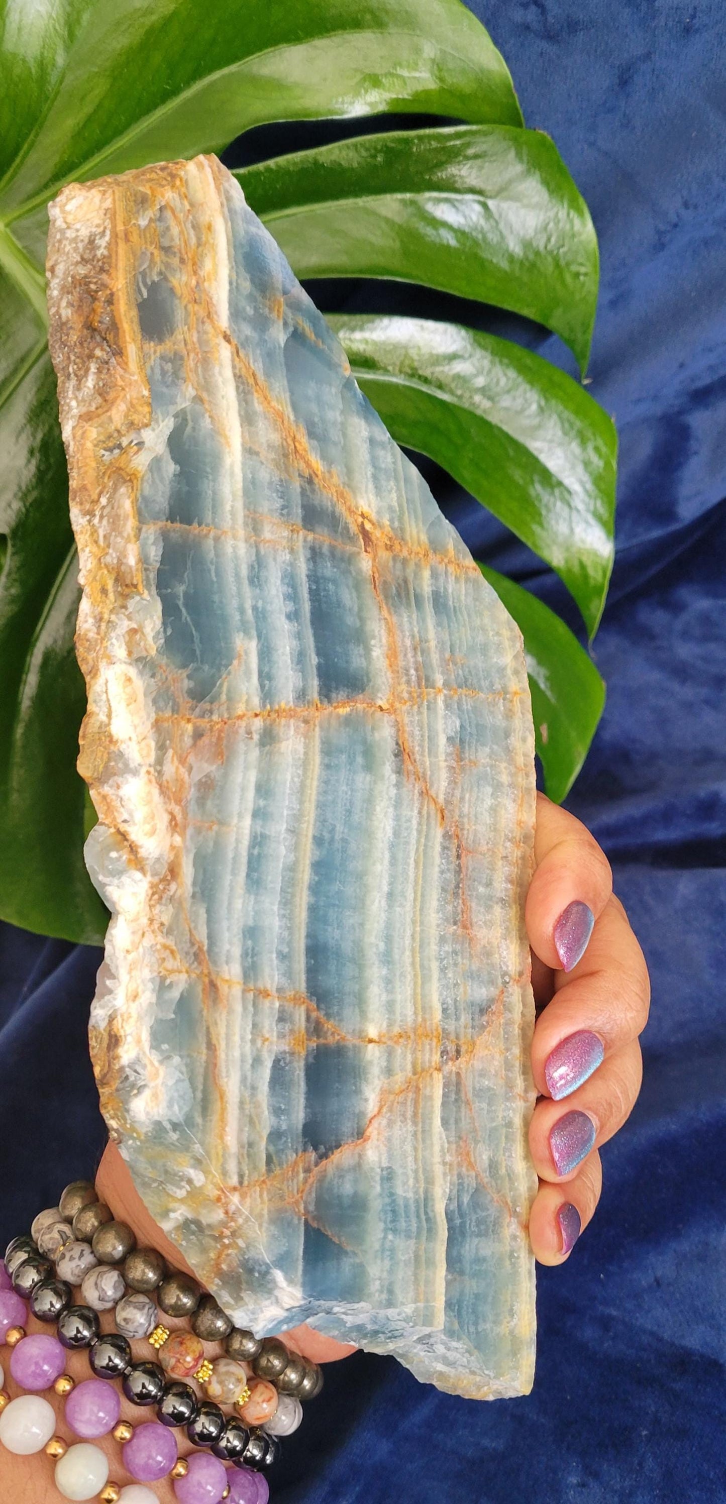 Gorgeous Uncommon Blue Onyx Slab with Stand | Crystal Collector | Home Decor | Gift Ideas | Grounding & Strength | Root Chakra | From Mexico