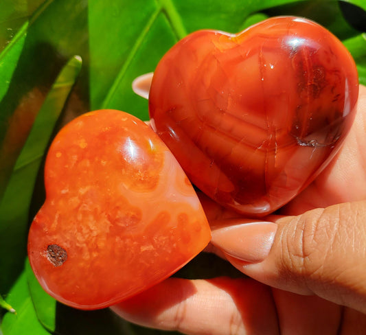 Puffy Carnelian Crystal Hearts | Meditation Tools | Crystal Collector | Home Office Decor | Valentines Day Love Gift | Root & Sacral Chakra
