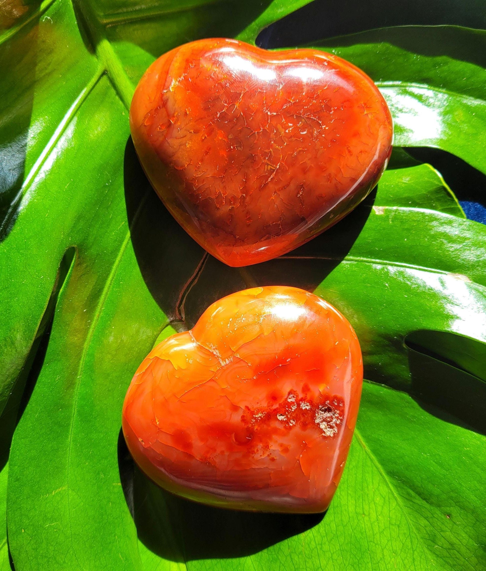 Puffy Carnelian Crystal Hearts | Meditation Tools | Crystal Collector | Home Office Decor | Valentines Day Love Gift | Root & Sacral Chakra