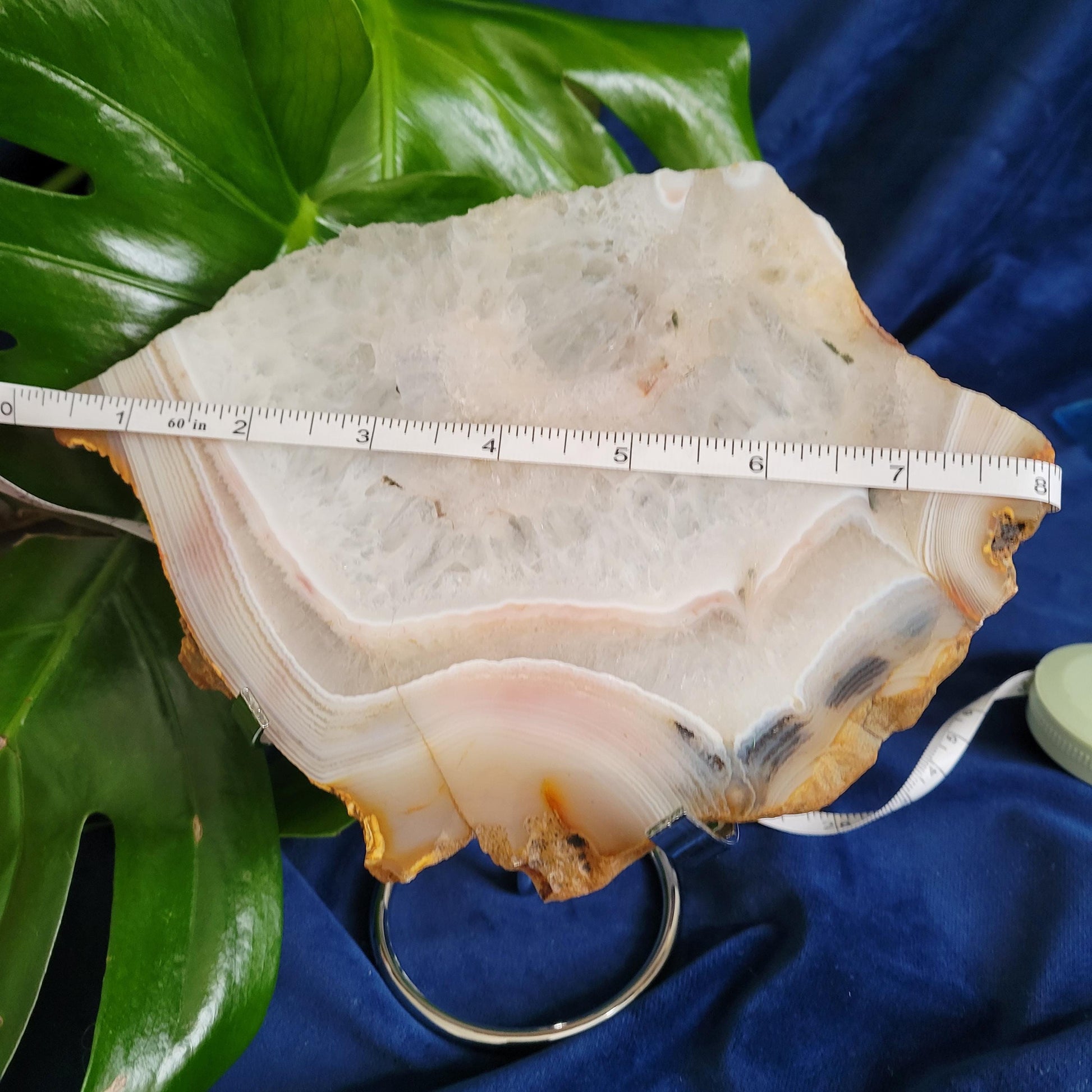 Dendritic Agate Slab with Stand | High Quality Quartz Crystal and Beautiful Banding | Crystal Collector | Love Gift | Harmony & Balance 540g