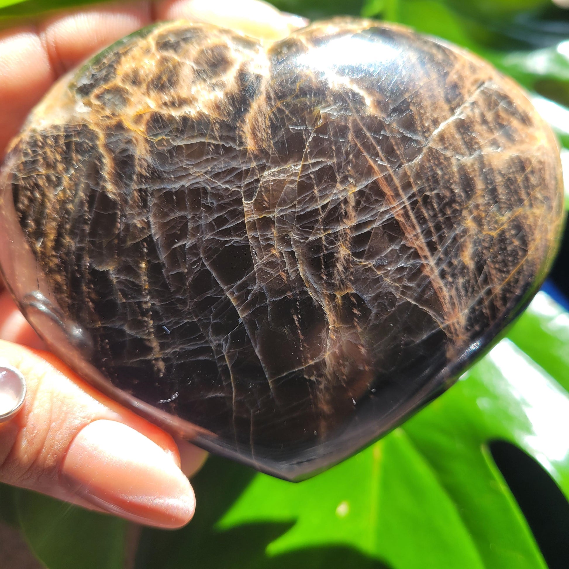 Black Moonstone | Puffy Heart Carving with Stand | Crystal Collector | Home Decor | Birthday Valentines Day Love Gift | Crown Chakra | 372g