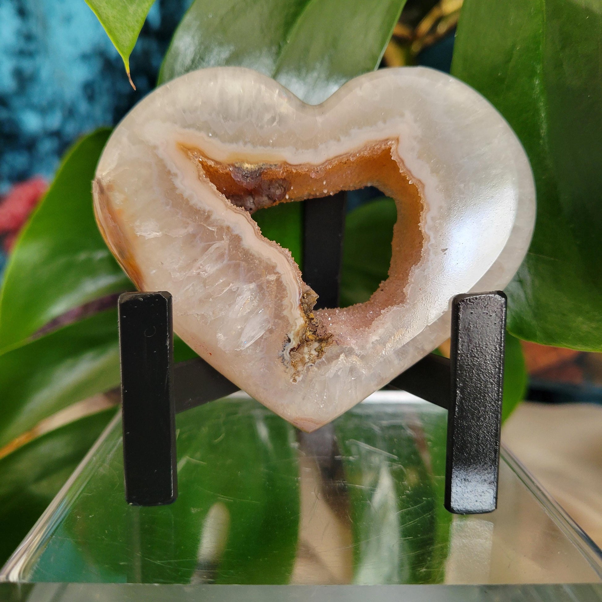 Stunning Druzy Agate Heart with Stand | Crystal Collector | Luxury Home Decor | Love You Gift | Statement Piece | Harmony & Balance| 0.5lbs
