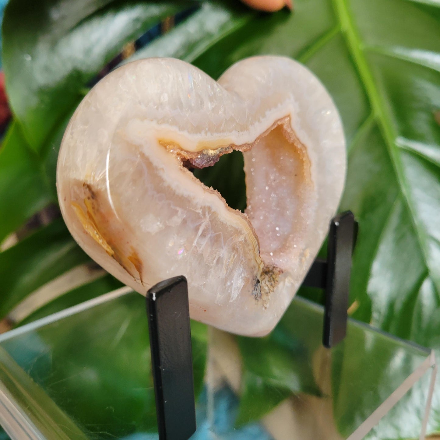 Stunning Druzy Agate Heart with Stand | Crystal Collector | Luxury Home Decor | Love You Gift | Statement Piece | Harmony & Balance| 0.5lbs