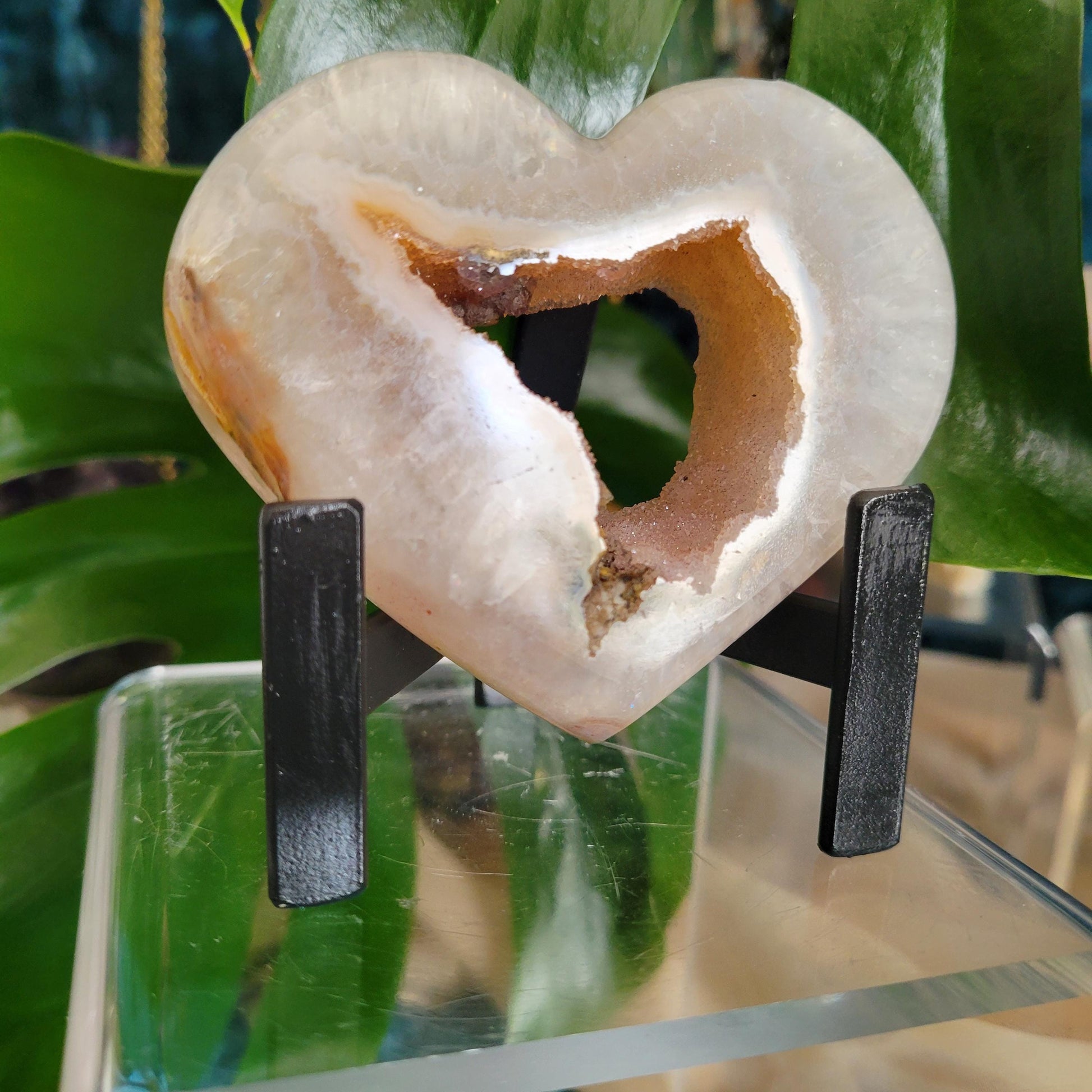 Stunning Druzy Agate Heart with Stand | Crystal Collector | Luxury Home Decor | Love You Gift | Statement Piece | Harmony & Balance| 0.5lbs
