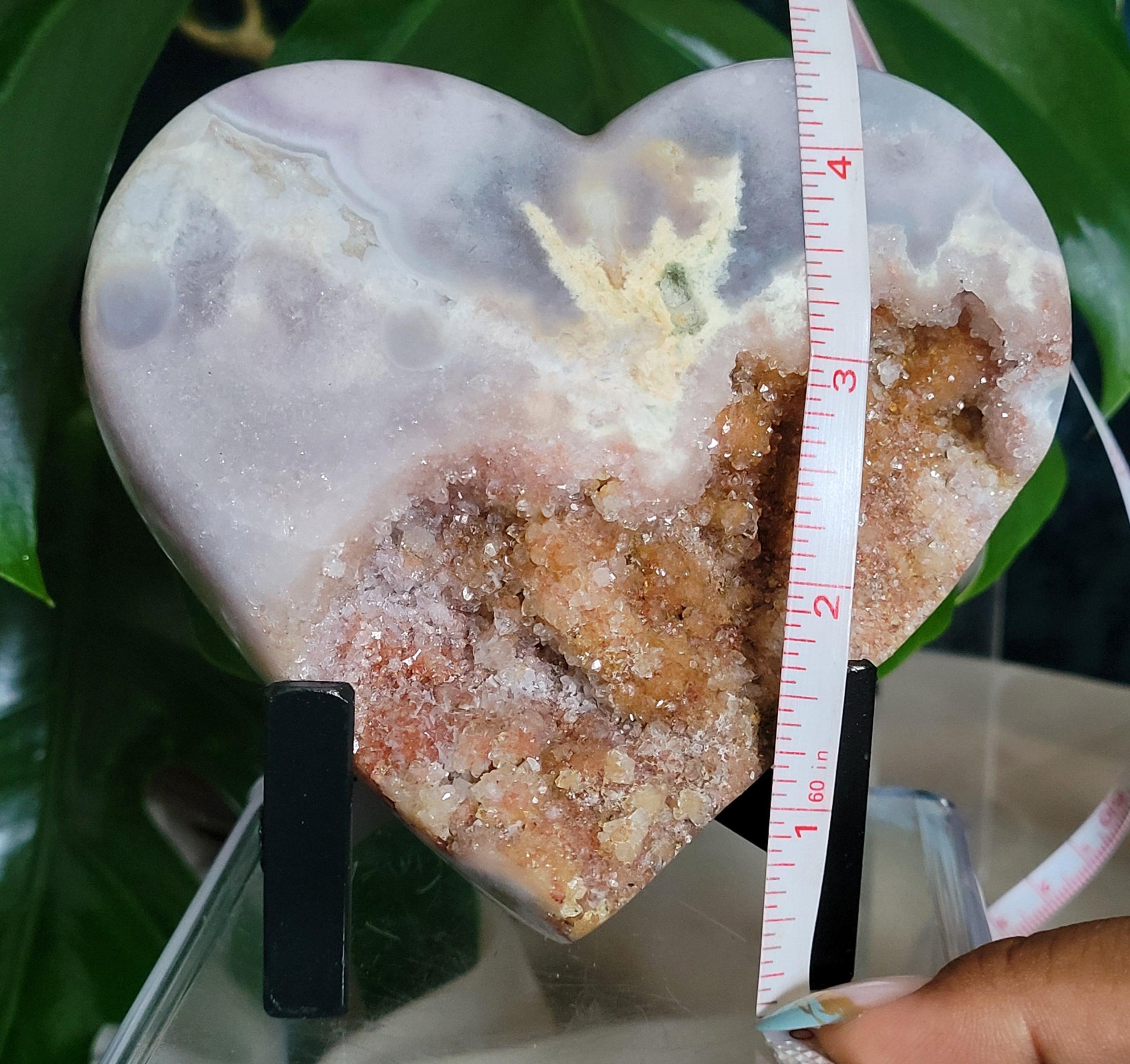 Gorgeous Pink Druzy Amethyst Heart Carving with Metal Stand | Gem & Mineral Collectors | Birthday Love Christmas Gift for you | Pink | 1 lb