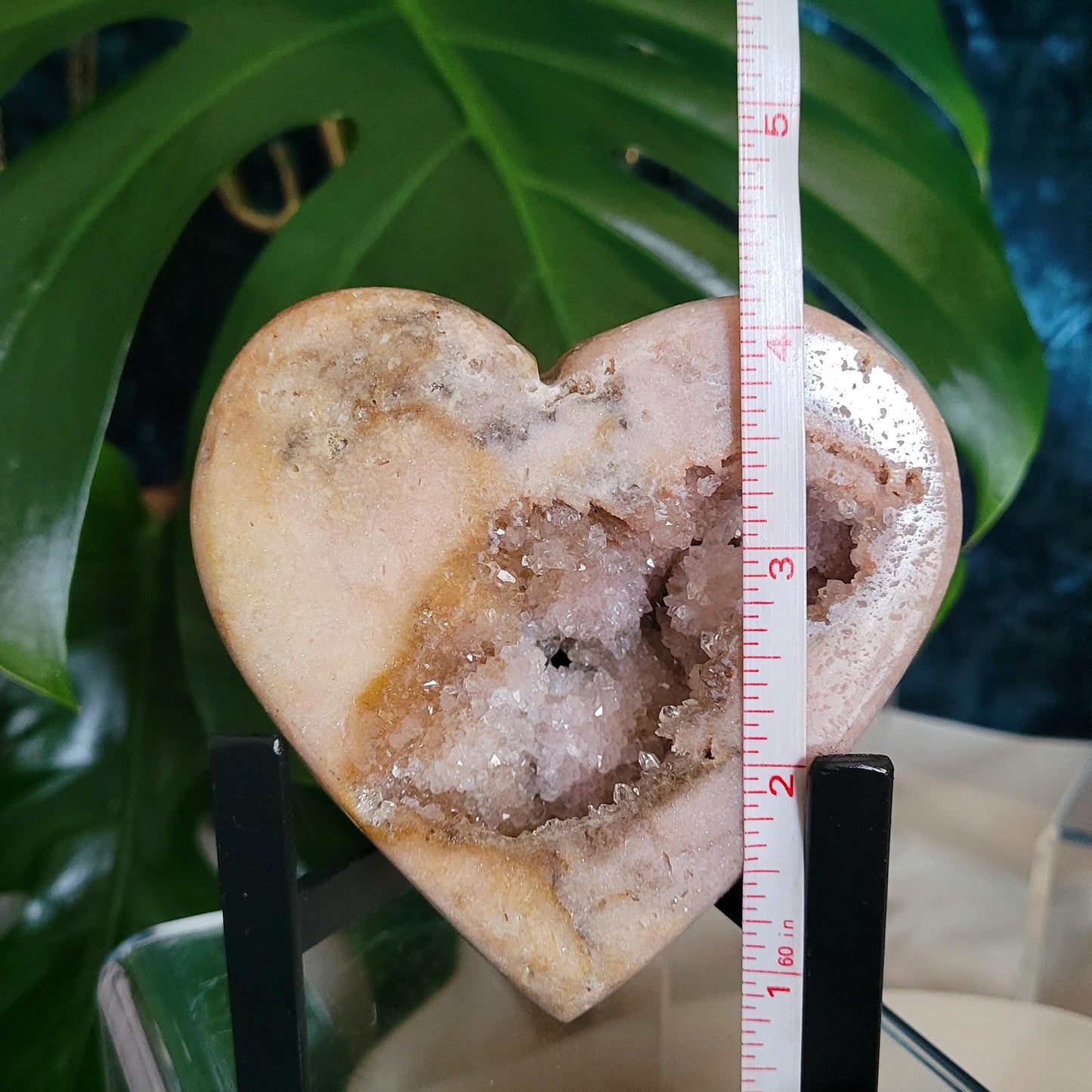 Gorgeous Pink Druzy Amethyst Heart Carving with Metal Stand | Gem & Mineral Collectors | Birthday Love Christmas Gift for you | Pink | 1 lb