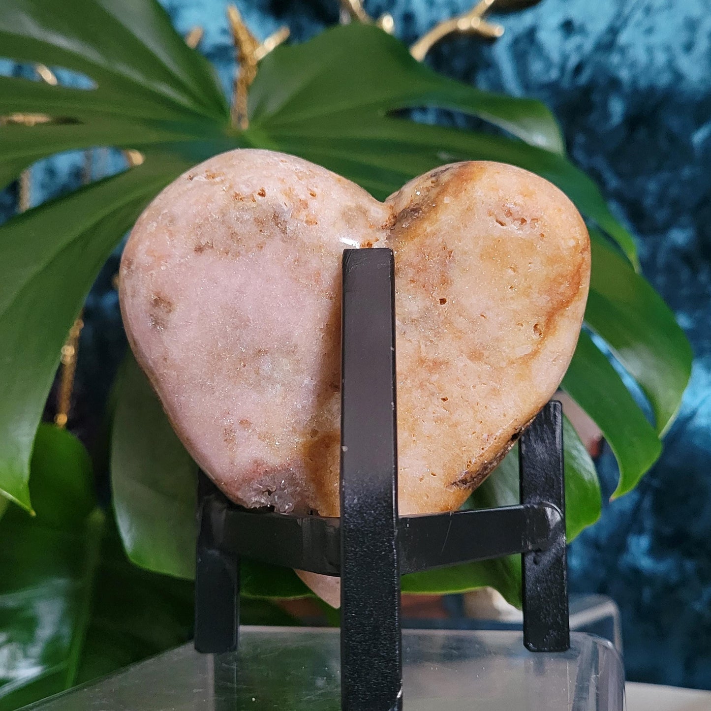 Gorgeous Pink Druzy Amethyst Heart Carving with Metal Stand | Gem & Mineral Collectors | Birthday Love Christmas Gift for you | Pink | 1 lb