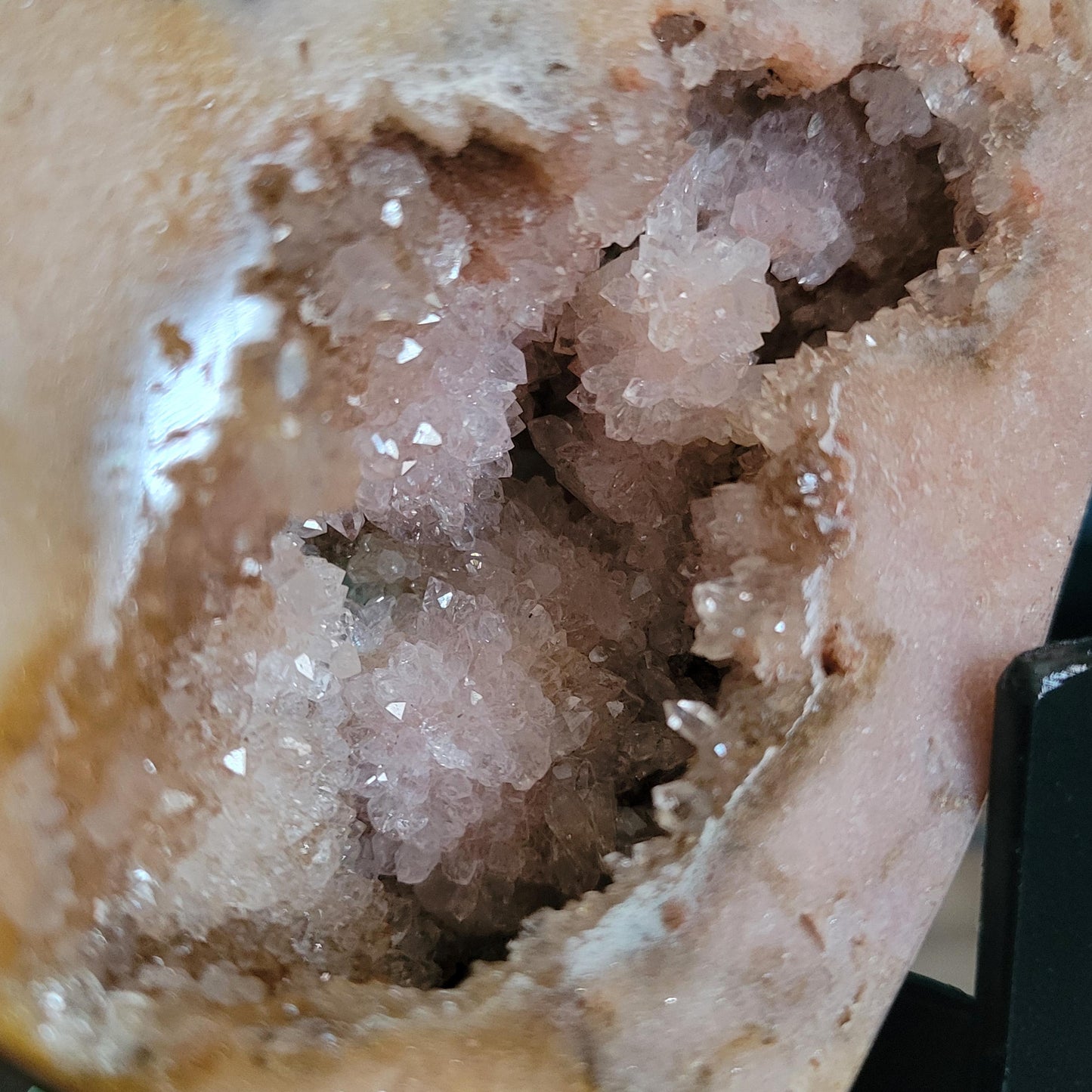 Gorgeous Pink Druzy Amethyst Heart Carving with Metal Stand | Gem & Mineral Collectors | Birthday Love Christmas Gift for you | Pink | 1 lb