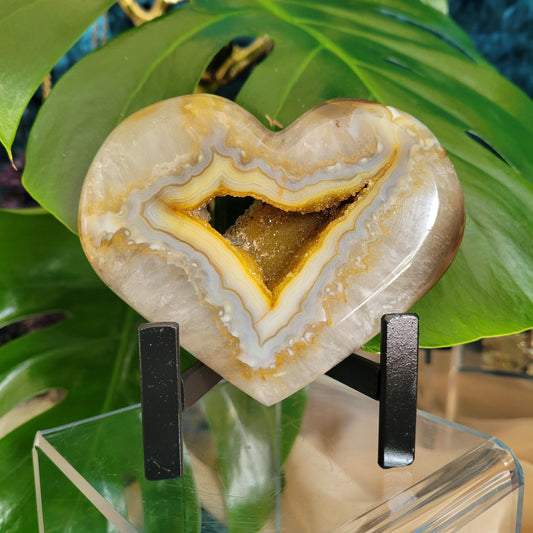 Stunning Druzy Agate Heart with Stand | Crystal Collector | Luxury Home Decor | Love You Gift | Statement Piece |Harmony & Balance| 0.82lbs
