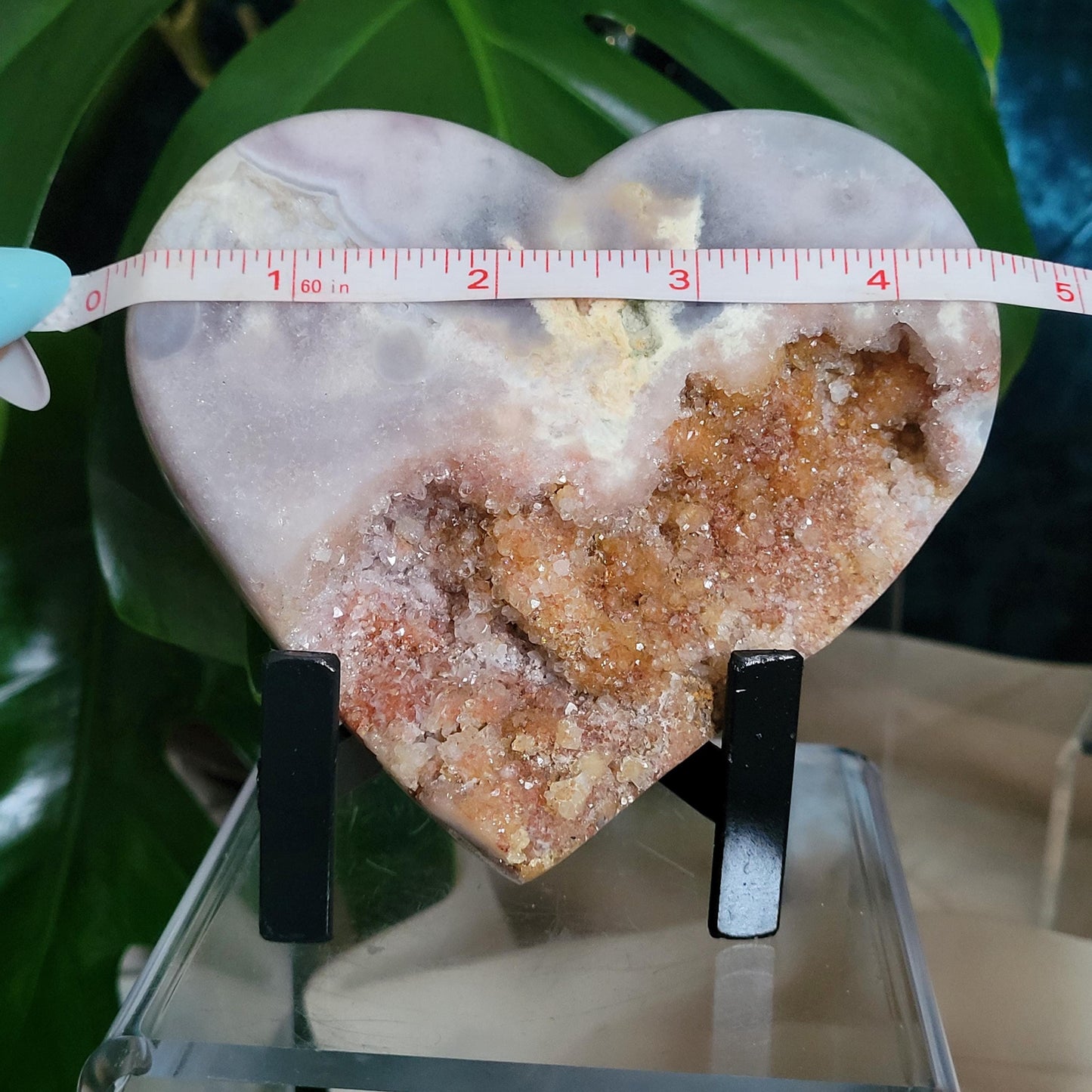 Gorgeous Pink Druzy Amethyst Heart Carving with Metal Stand | Gem & Mineral Collectors | Birthday Love Christmas Gift for you | Pink | 1 lb