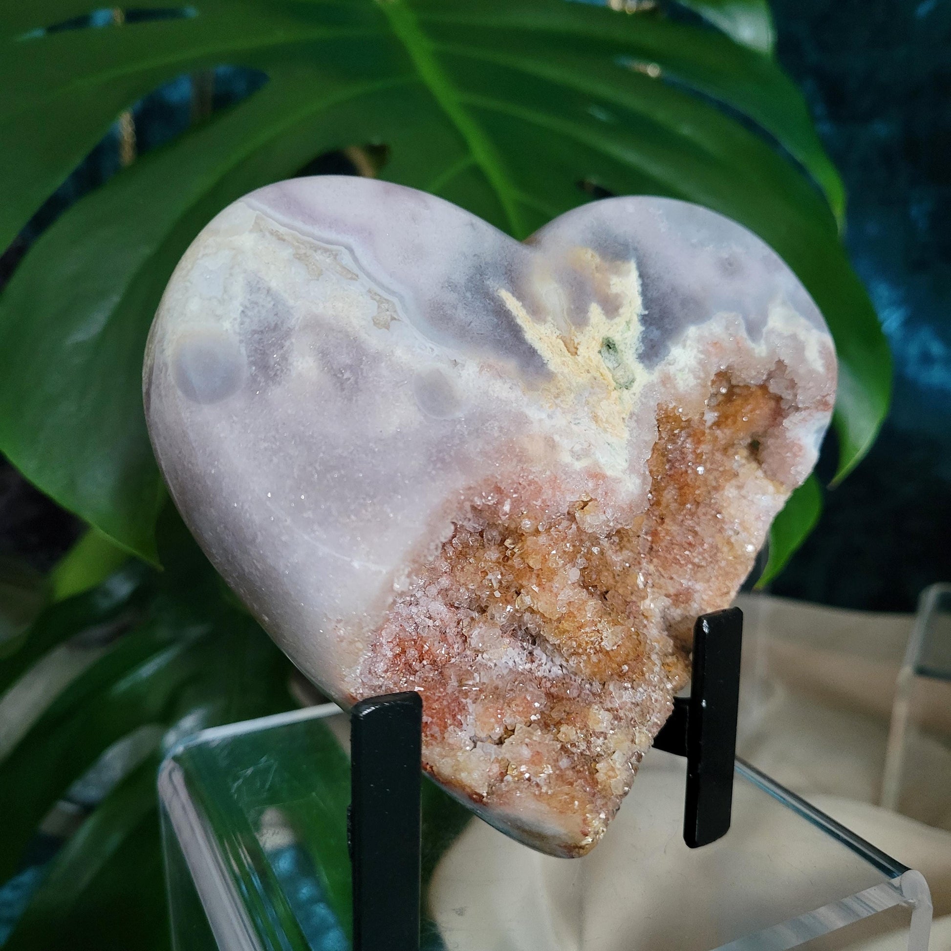 Gorgeous Pink Druzy Amethyst Heart Carving with Metal Stand | Gem & Mineral Collectors | Birthday Love Christmas Gift for you | Pink | 1 lb