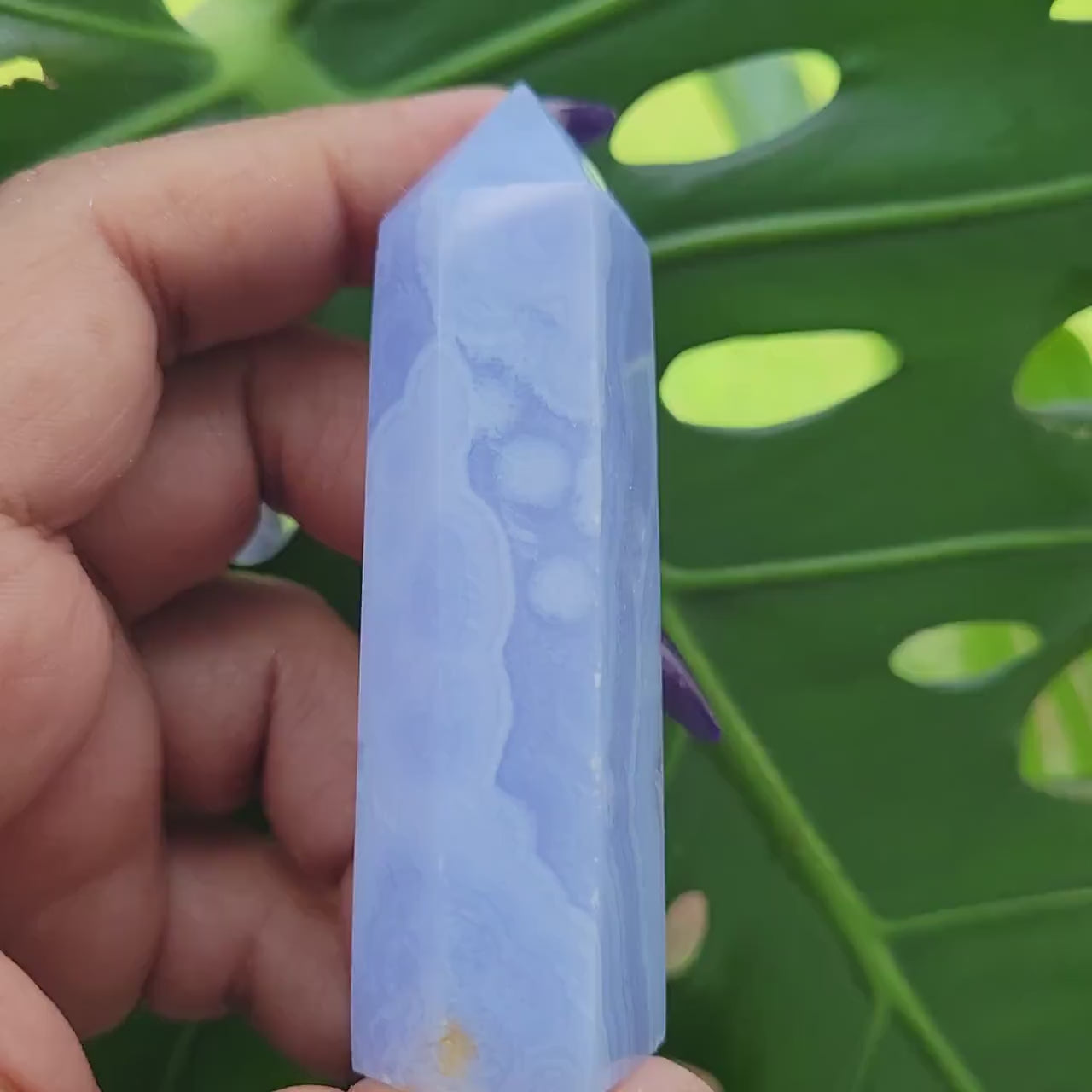 Beautiful Blue Lace Agate Tower | Gorgeous Banding | Chalcedony Crystal Collector | Home Decor |Throat Chakra| Meditation Tool| From Namibia