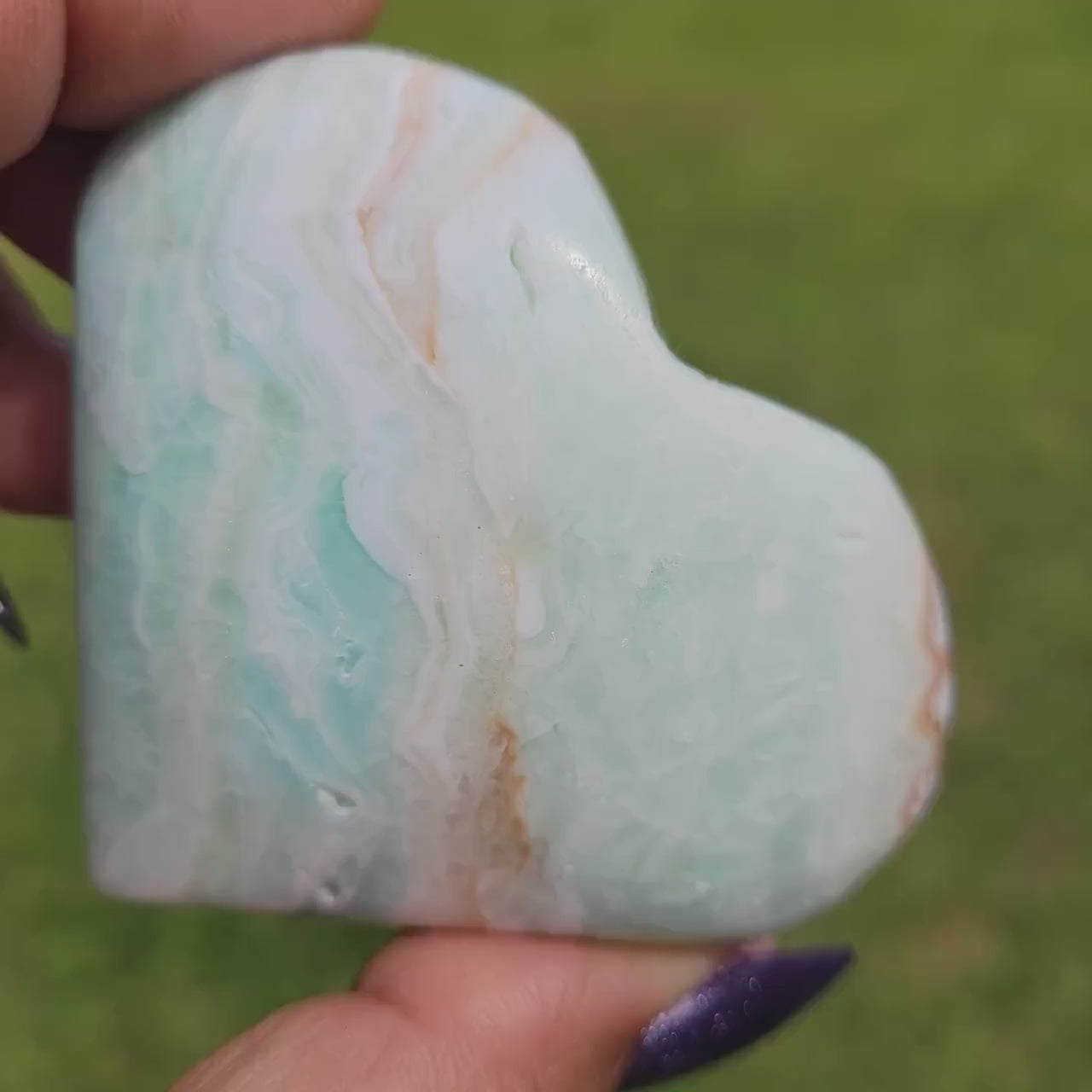 Beautiful Caribbean Calcite Heart Carving | Crystal Collector | Vibrant Beachy Colors with Clam Energy |Birthday or Valentines Day Love Gift
