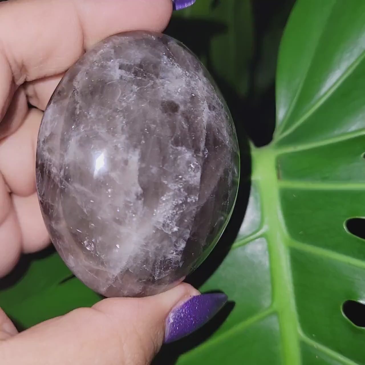 XL Exquisite High Quality Smoky Quartz gallet / palm stone crystal