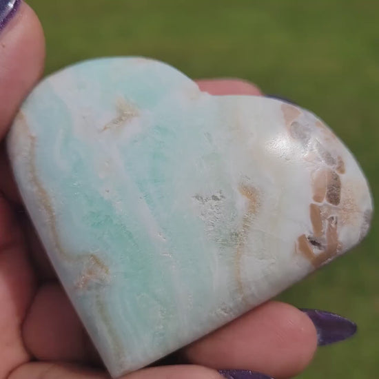 Beautiful Caribbean Calcite Heart Carving | Crystal Collector | Vibrant Beachy Colors with Clam Energy |Birthday or Valentines Day Love Gift