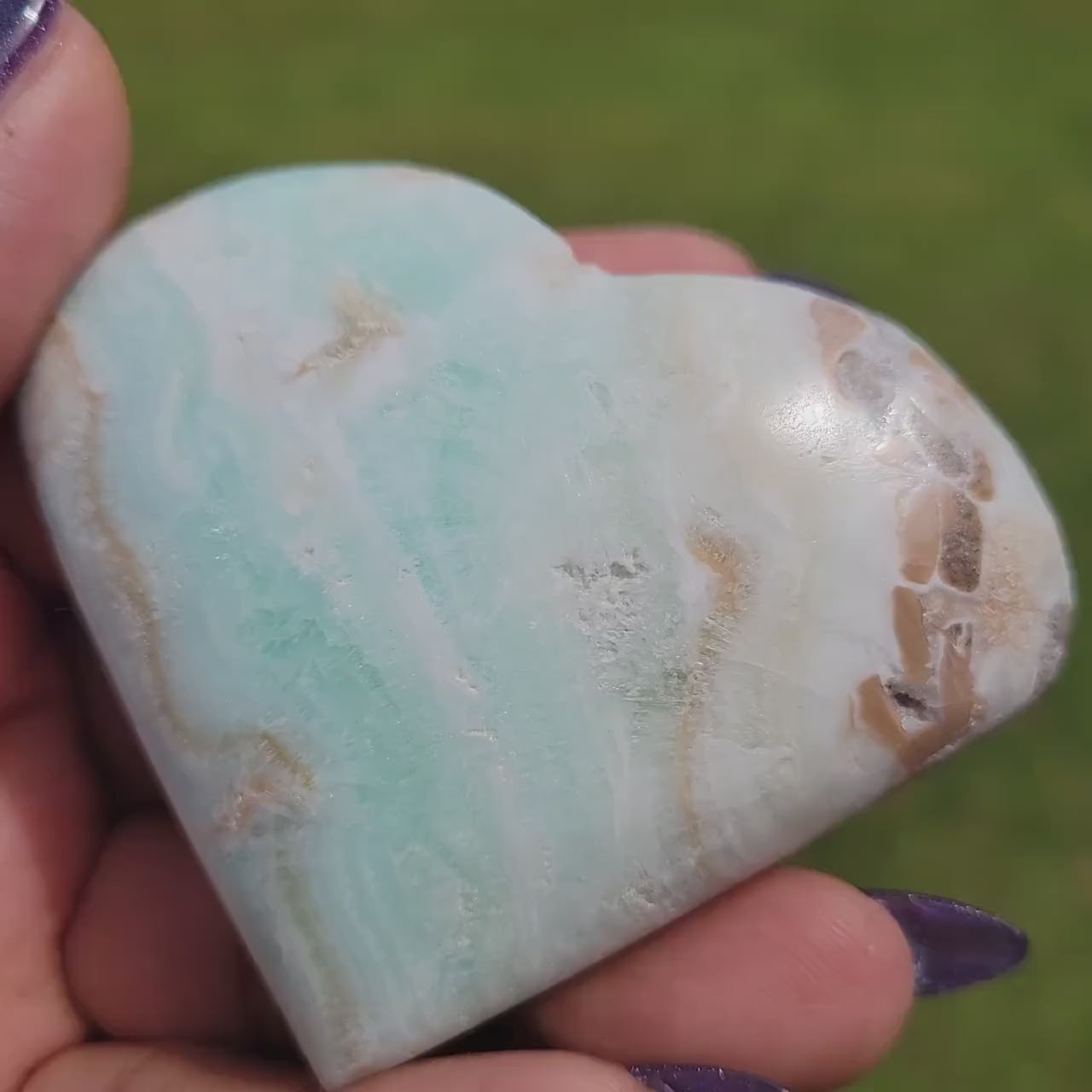 Beautiful Caribbean Calcite Heart Carving | Crystal Collector | Vibrant Beachy Colors with Clam Energy |Birthday or Valentines Day Love Gift