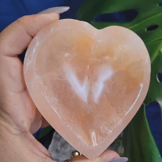 Beautiful Peach Selenite Crystal - Heart Carved Bowl -  Cleansing - Charging - Crystal Collector - Gift - Home Decor