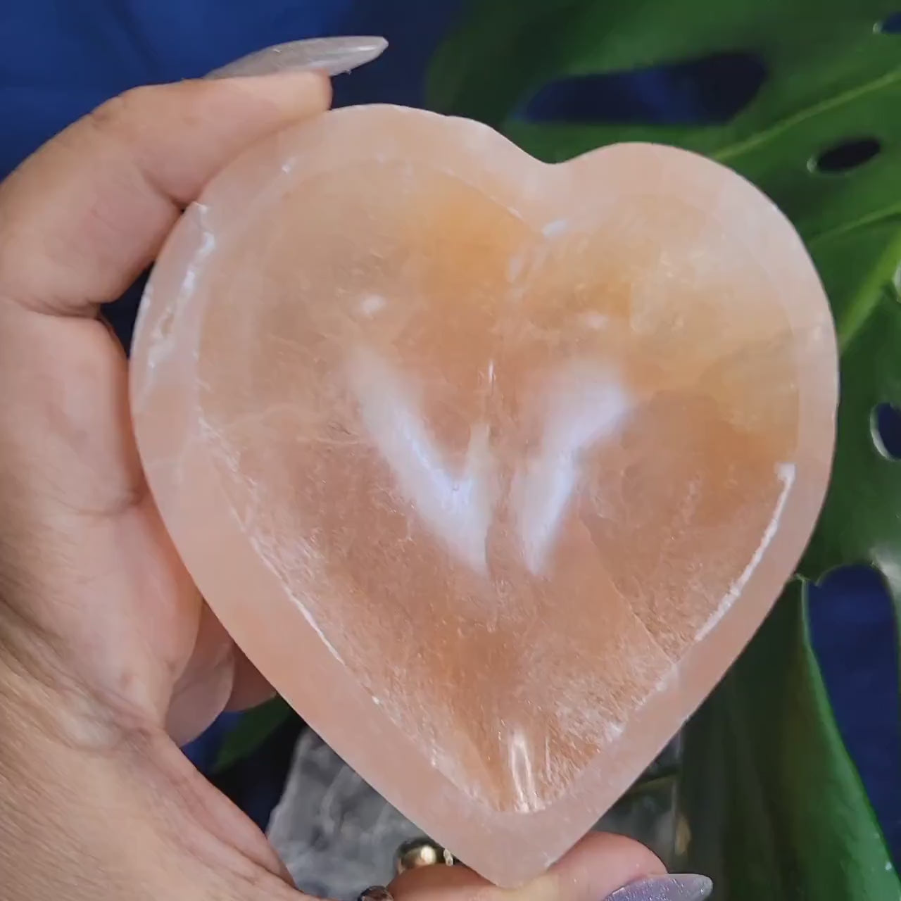 Beautiful Peach Selenite Crystal - Heart Carved Bowl -  Cleansing - Charging - Crystal Collector - Gift - Home Decor