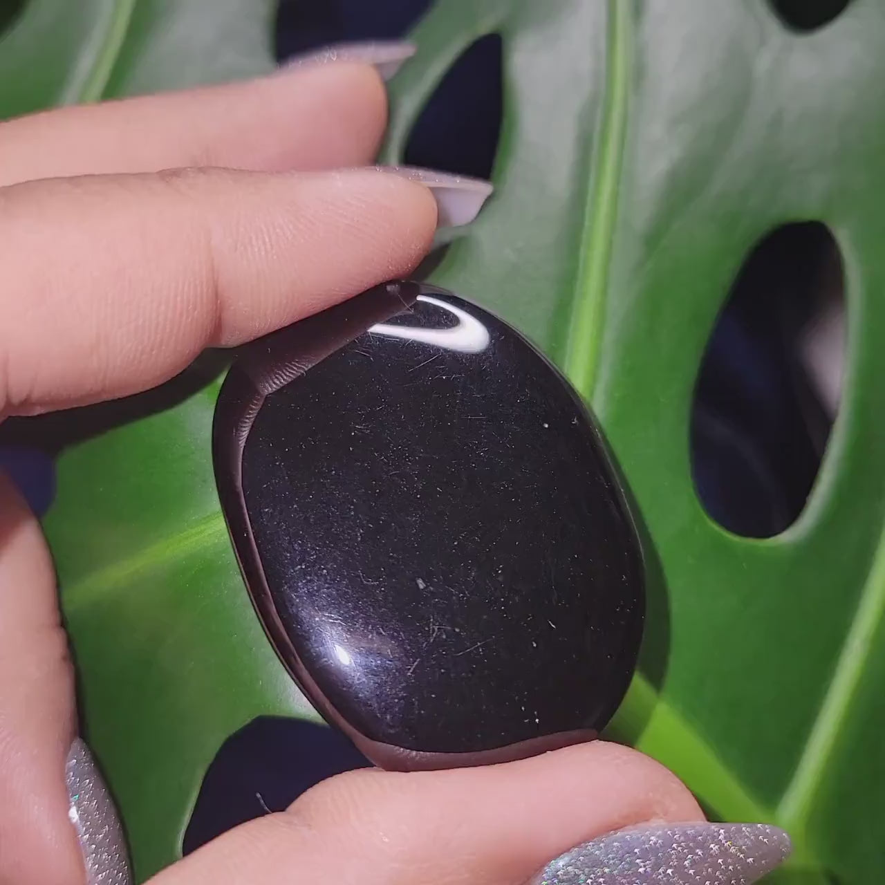 Black Obsidian Palm Stone - Volcanic Glass - Grounding & Protection Properties - Home Decor - Crafts - Gift -  Intuitively Picked