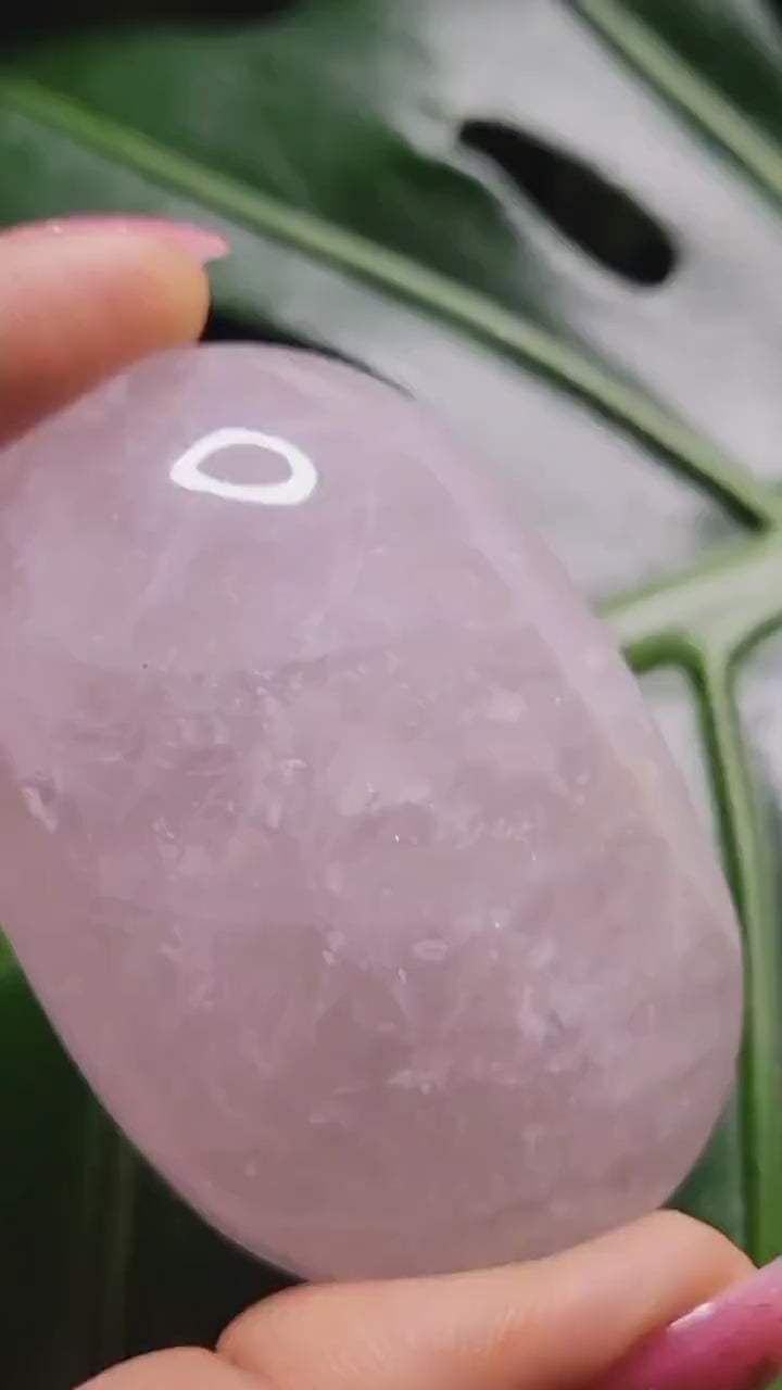 Rose Quartz Palmstones from Brazil | Crystal Collector | Meditation Tool | Heart Chakra | Birthday or Valentines Day Love Gift | Pastel Pink