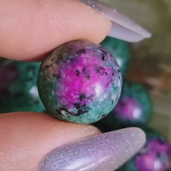 Mini Ruby Zoisite Sphere | UV Reactive | Birthday Christmas Party Gift Ideas | Arts Crafts Crystal Jewelry Wrapping | Griding | Home Decor